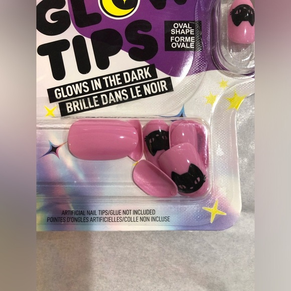 24piece glow in the dark spooky black cat skeleton finger press-on nails new - Picture 9 of 13